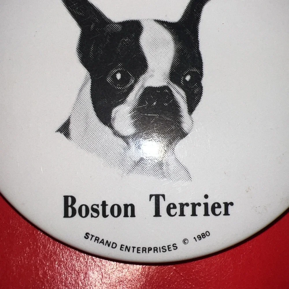 Vintage I Love My Boston Terrier Pinback Button 1980‎ Strand Enterprises